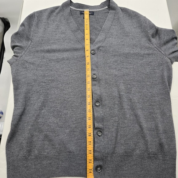 Banana Republic Cardigan Sweater Men's XL Gray 100% Merino Wool Preppy Buttons - Picture 10 of 11